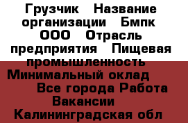 Грузчик › Название организации ­ Бмпк, ООО › Отрасль предприятия ­ Пищевая промышленность › Минимальный оклад ­ 20 000 - Все города Работа » Вакансии   . Калининградская обл.